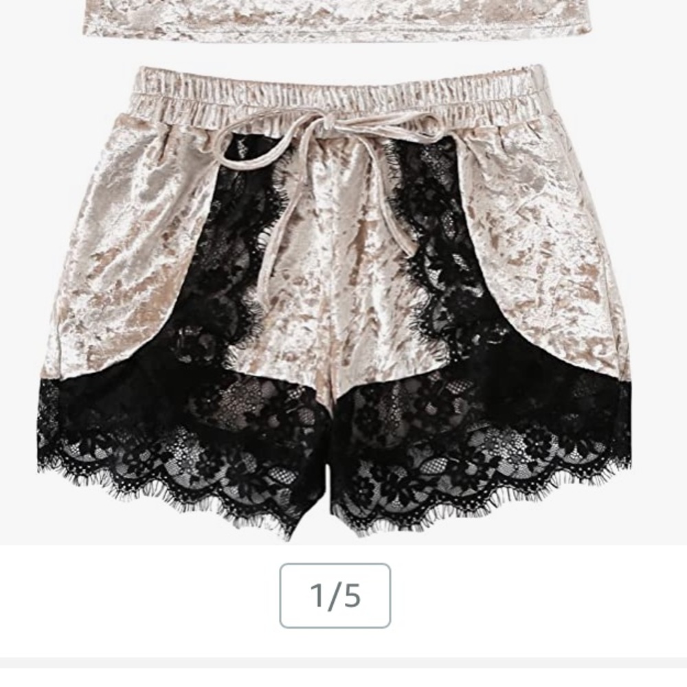 Satin shorts with black lace